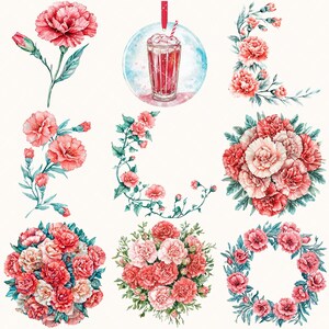American Neon Diner Floral Arrangements, Carnation Floral PNG, Carnation Bouquet, Flowers, Decor, Ornaments, Flower Art, Digital download