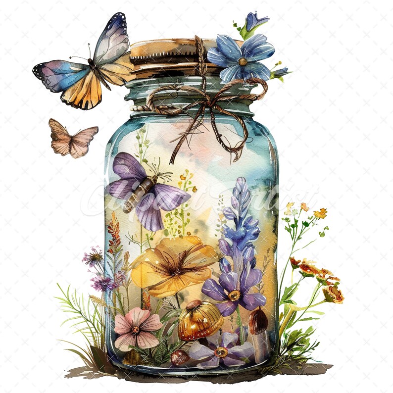 Fairy Jars Watercolor Clipart – Magical Illustration Art (digital ...
