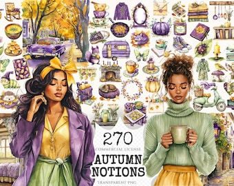 Watercolor Autumn Clipart Set – 265+ PNG Graphics (Digital Download)