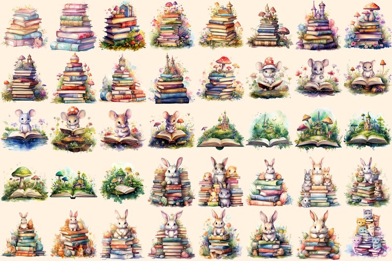 Watercolor Fairytale Book Clipart – Magical Storybook Graphics (digital ...