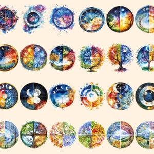 Time Wheels Watercolor Clipart Bundle - 213+ transparent PNG, Vintage clock graphics, Timeless timepiece png,Commercial use,Digital download