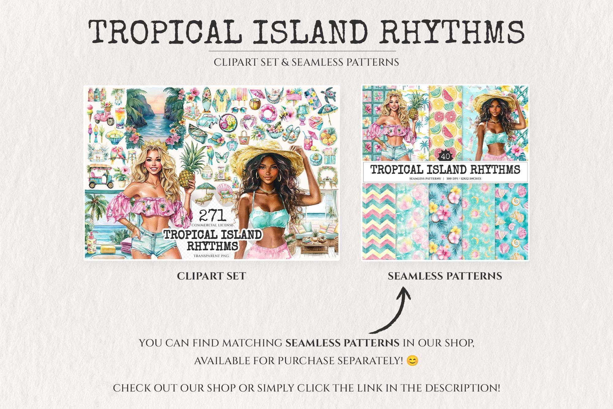 Watercolor Tropical Clipart Set – Island Graphics, Summer PNG (digital ...