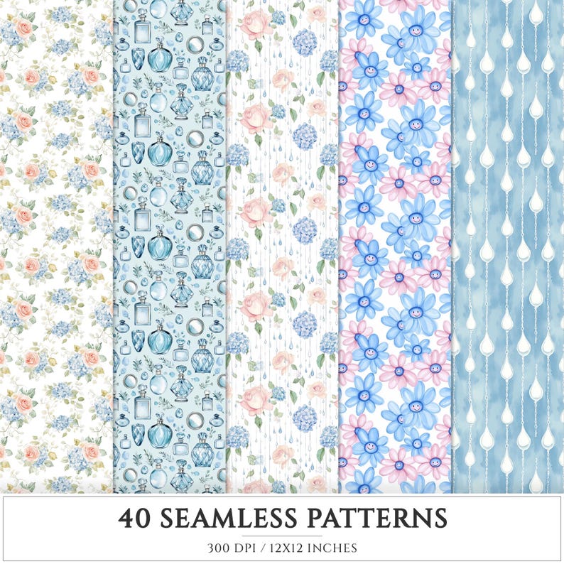 Modern Alice Seamless Patterns, Cottagecore Digital Paper (JPG) - Etsy