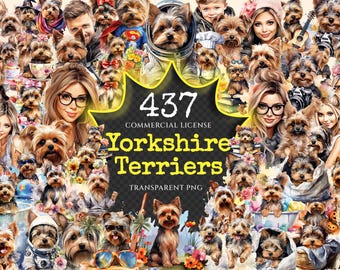 Yorkshire Terrier Watercolor Clipart Bundle – 434+ PNG Graphics (Digital Download)