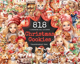 Christmas Cookies Watercolor Clipart – Holiday Baking Graphics (Digital Download)