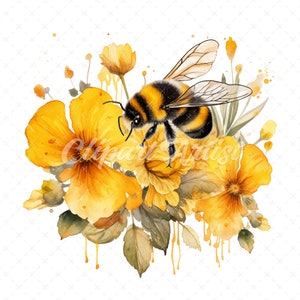 20 High-Quality Bumble Bee Clipart - Bumble bee digital watercolor JPG instant download for commercial use - Digital download