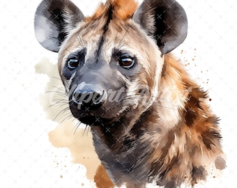 20 High-Quality Hyena Clipart - Hyena digital watercolor JPG instant download for commercial use - Digital download