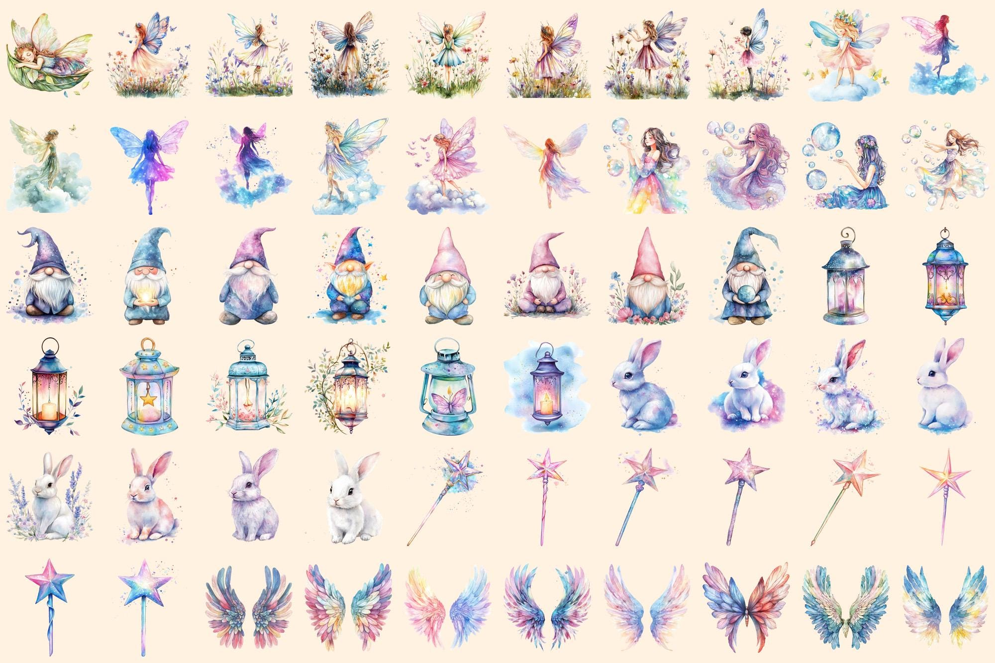Watercolor Fairy Clipart Bundle – 403+ Magic PNG Graphics (digital ...