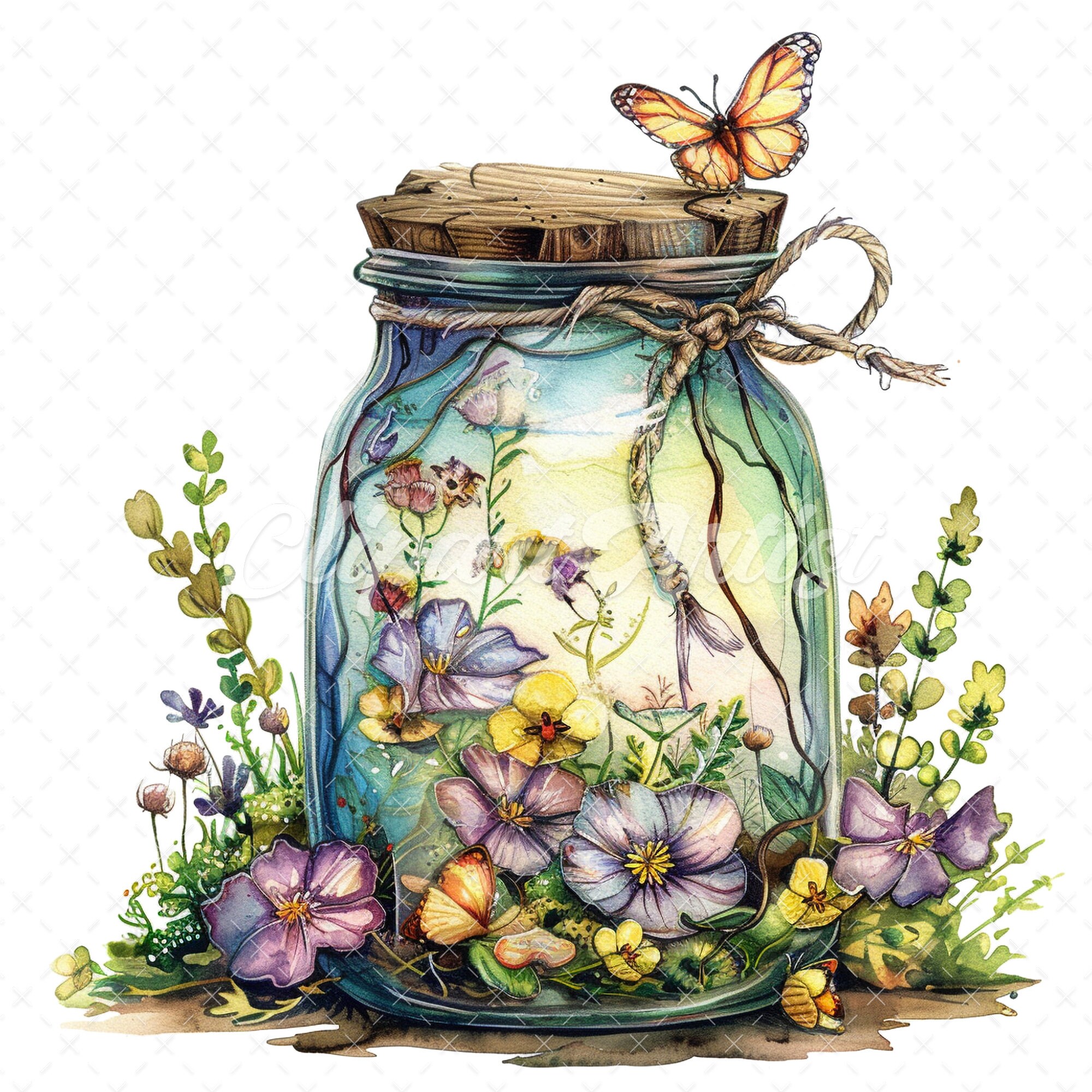 Fairy Jars Watercolor Clipart – Magical Illustration Art (digital ...