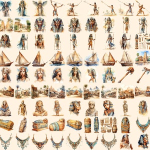 Ancient Egypt Watercolor Clipart Bundle – Pharaohs, Pyramids (digital ...