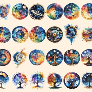 Time Wheels Watercolor Clipart Bundle - 213+ transparent PNG, Vintage clock graphics, Timeless timepiece png,Commercial use,Digital download