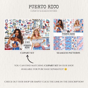 Puerto Rico Seamless Pattern, Tropical Bloom, Palm Leaves (digital ...