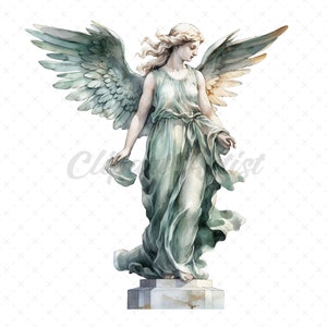 20 High-Quality Angel Statue Clipart - Angel statue digital watercolor JPG instant download for commercial use - Digital download