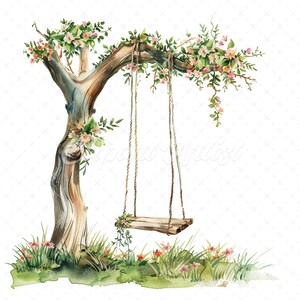 18 High-quality Tree Swings Clipart - Tree Swings Digital Watercolor ...