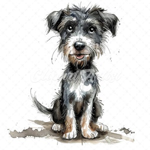 20 High-Quality Crazy Dog Clipart - Quirky crazy cute dog digital watercolor JPG instant download for commercial use - Digital download