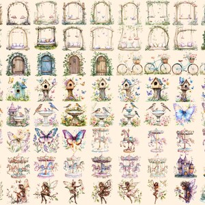 Fairy Garden Watercolor Clipart Bundle – 600+ PNG Graphics (digital ...