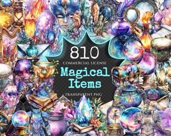 Watercolor Magical Items Clipart – Mystical Graphics, Relic Art (Digital Download)