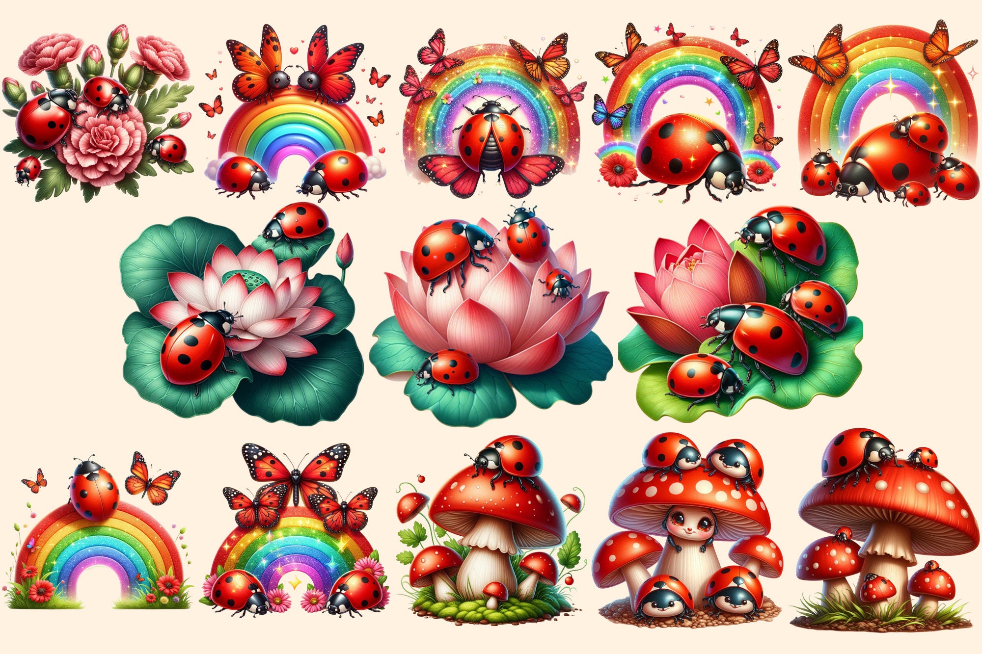 Ladybugs PNG Clipart Collection – Charming Red Insect Art (digital ...