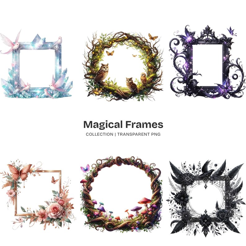 Magical Frames PNG Clipart Collection – Fantasy Borders, Crystals, Moon ...
