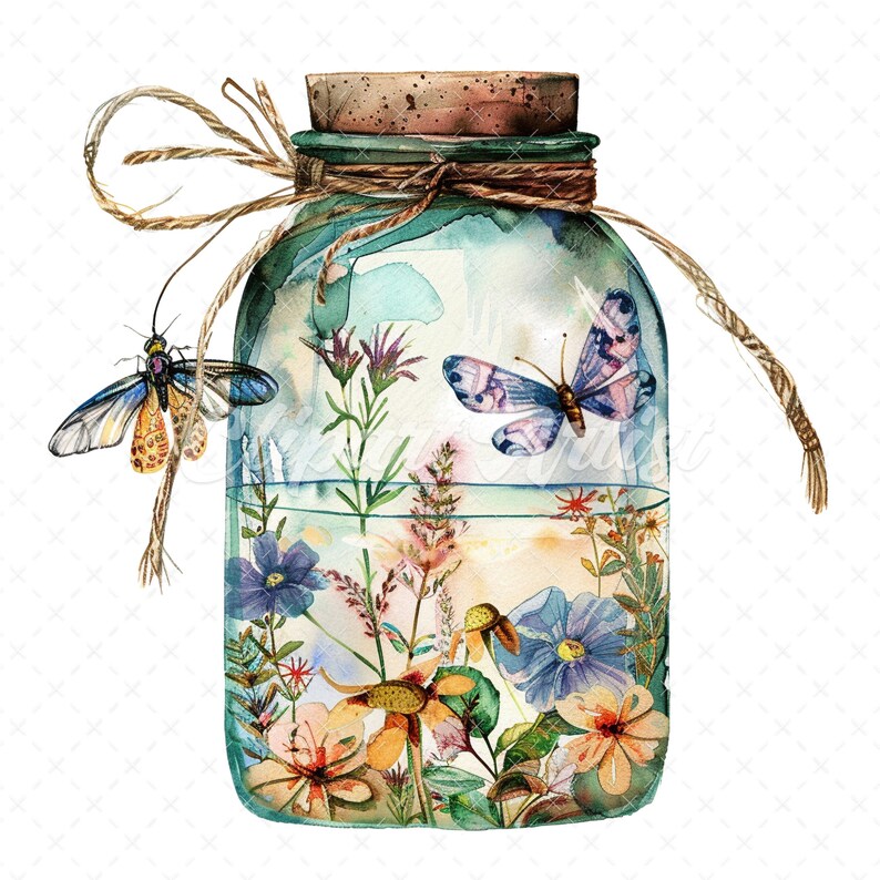 Fairy Jars Watercolor Clipart – Magical Illustration Art (digital ...