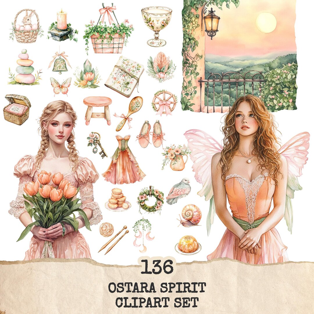 Ostara Spirit Clipart – Pagan Spring Equinox PNG Illustrations, Goddess ...