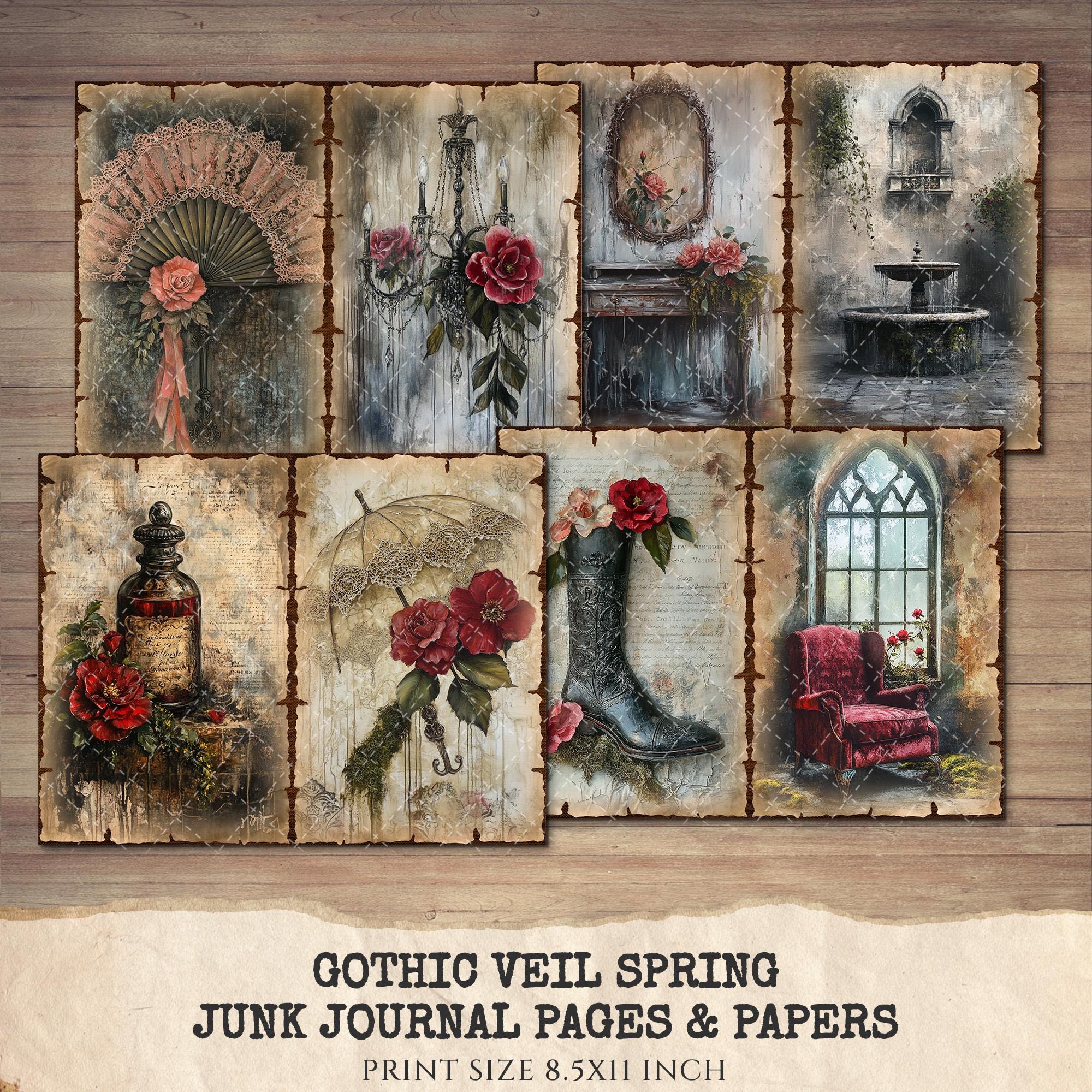 Gothic Veil Spring Junk Journal Pages – Romantic Haunted Floral ...