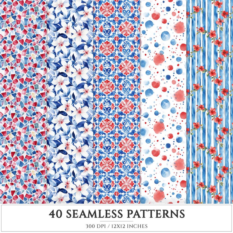 Puerto Rico Textile Pattern Puerto Rico Seamless Pattern, Tropical Bloom, Palm Leaves (digital ...