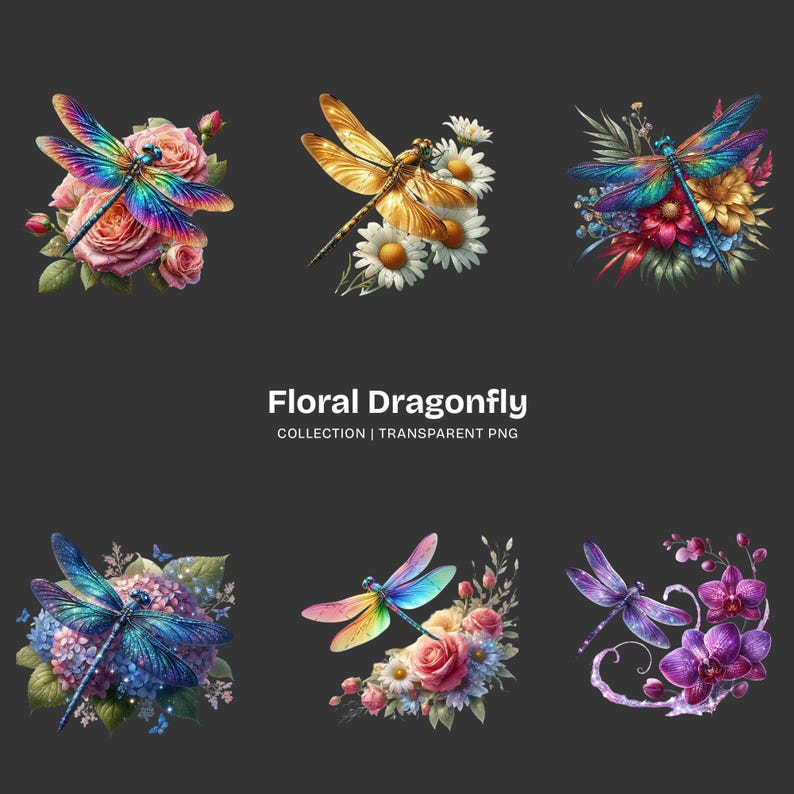 Floral Dragonfly PNG Clipart Collection – 63 Colorful Insect Graphics ...
