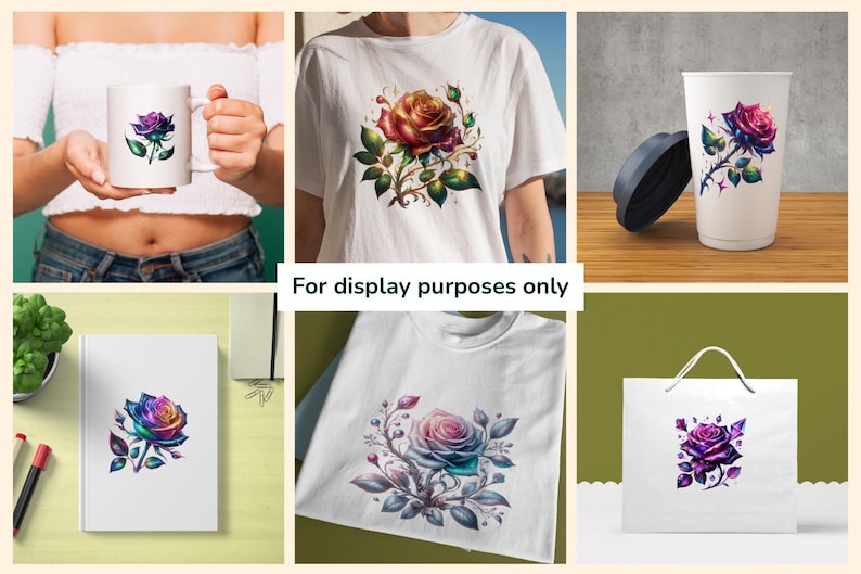 Fantasy Roses PNG Clipart Collection - 54 PNG, Magical rose illustration, Enchanted floral art, Commercial use, Digital download