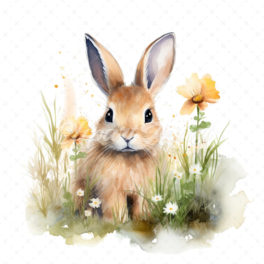 20 High-quality Bunny in a Meadow Clipart - Bunny Meadow Digital ...