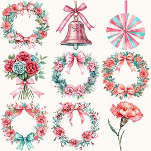 American Neon Diner Floral Arrangements, Carnation Floral PNG, Carnation Bouquet, Flowers, Decor, Ornaments, Flower Art, Digital download