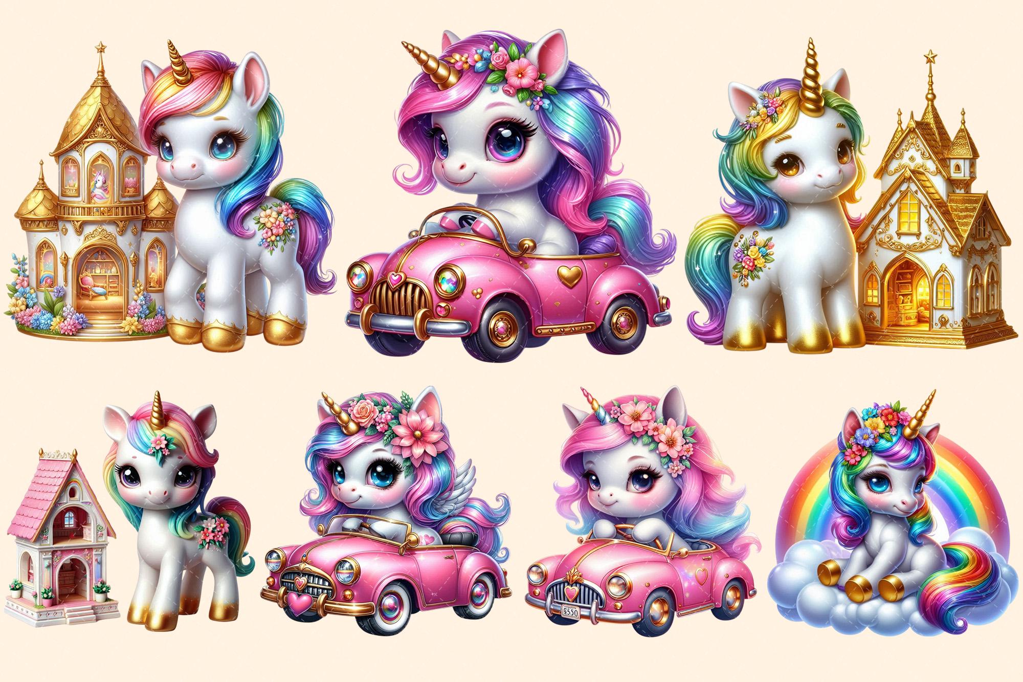 Baby Unicorns Clipart – Magical Illustrations, Commercial Use (PNG ...