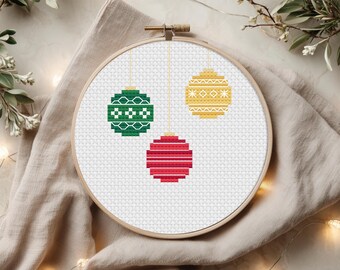 Christmas Bauble Cross Stitch Pattern: Winter Tree Ornaments (PDF)