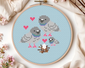 WOWDECOR Kit De Broderie Au Point De Croix Motif Petits Oiseaux Et Fleurs 11 CT Estampillé DIY DMC Needlework Facile Débutant