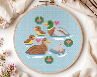 かわいいアヒルの子クロスステッチ縫製刺繍パターンインスタントDMC