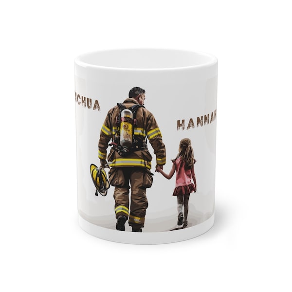 Vater Tochter Feuerwehr Tasse, Weihnachtsgeschenk, Perfekte Geschenktasse, Feuerwehrmann Tasse, Kaffetasse Vater und Tochter