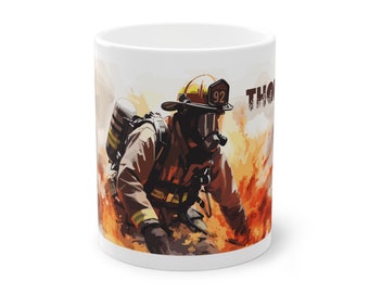 Feuerwehr Tasse, Kaffeetasse, Feuerwehr, Personalisierte Tasse, Perfekte Geschenkidee für Feuerwehrleute, Weihnachtsgeschenk Idee