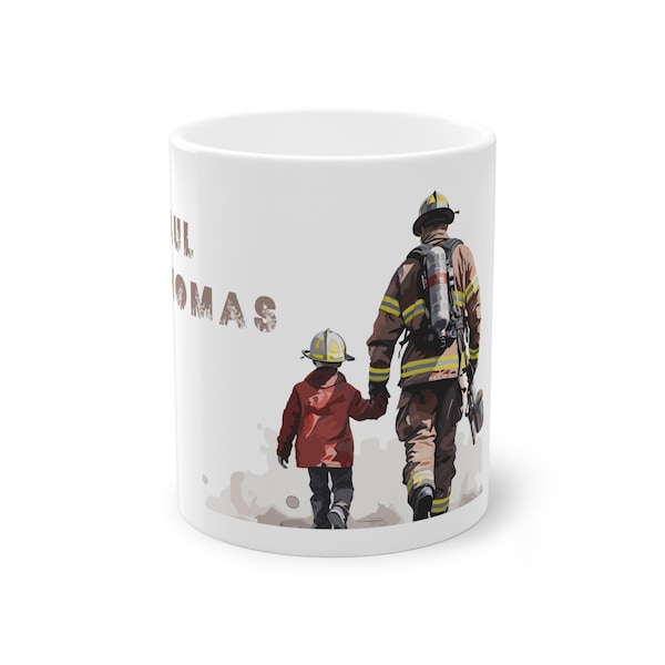 Vater und Sohn Feuerwehrmann Tasse, Personalisierbare Tasse, Geschenkidee, Perfektes Weihnachtsgeschenk, Feuerwehrmann Tasse