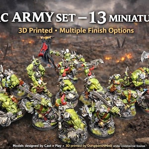 13 Orc Warriors Army | D&D Orc Miniatures | Fantasy Tabletop RPG | Resin Models Unpainted or Painted