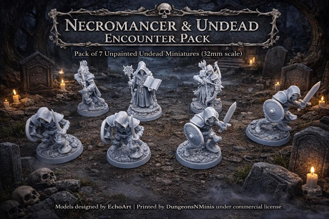 Undead Encounter Starter Pack (set of 7) – 32mm Scale D&D Miniatures ...