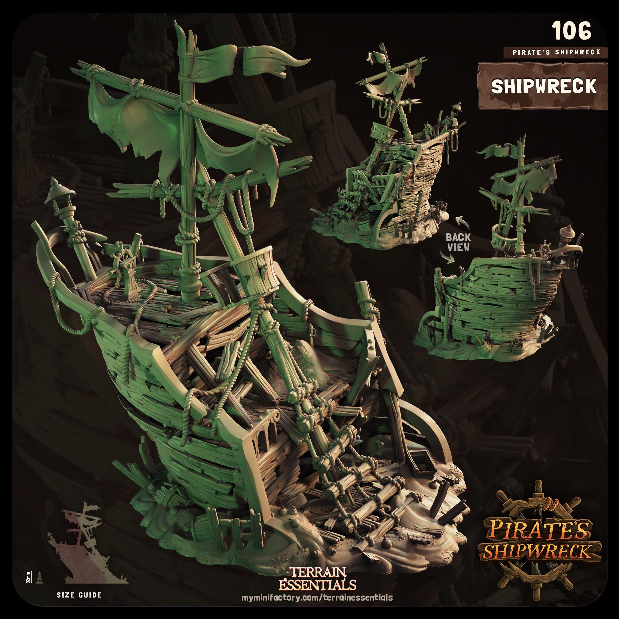 Shipwreck Terrain Set - Coastal Ruins, Nautical Scenery, RPG Diorama