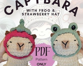 Capivara com chapéu de sapo e morango somente em PDF