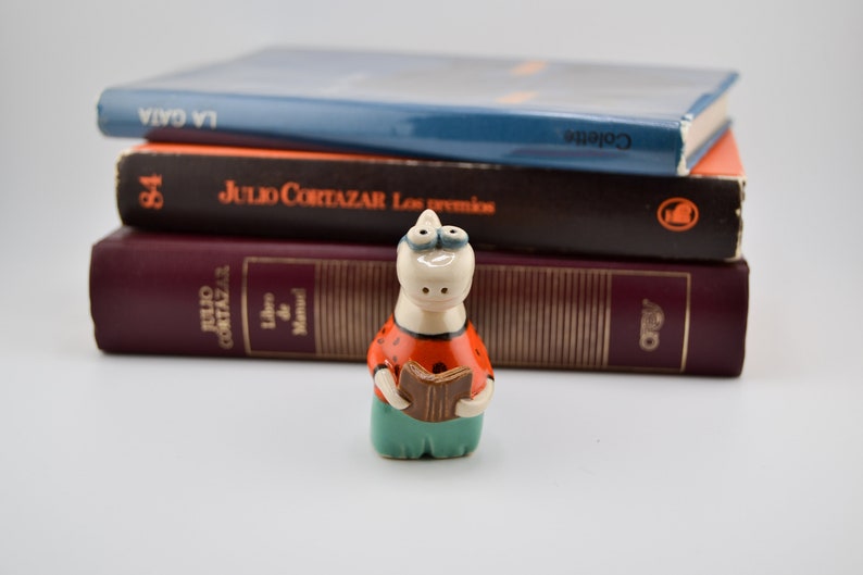 Handmade Ceramic Bibliophile Dragon Figurine with a Unique Design, Perfect Gift for Book Lovers image 3