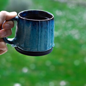 Blue ceramic mug handmade pottery gift for her mug denim blue for coffee lover gift mug with handle gift for him mug for tea or coffee image 6