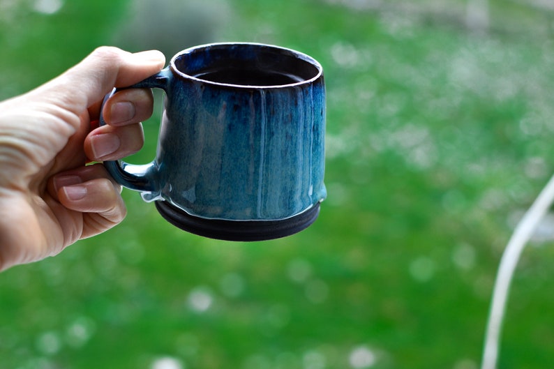 Blue ceramic mug handmade pottery gift for her mug denim blue for coffee lover gift mug with handle gift for him mug for tea or coffee image 6