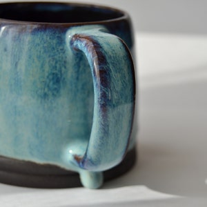 Blue ceramic mug handmade pottery gift for her mug denim blue for coffee lover gift mug with handle gift for him mug for tea or coffee image 8