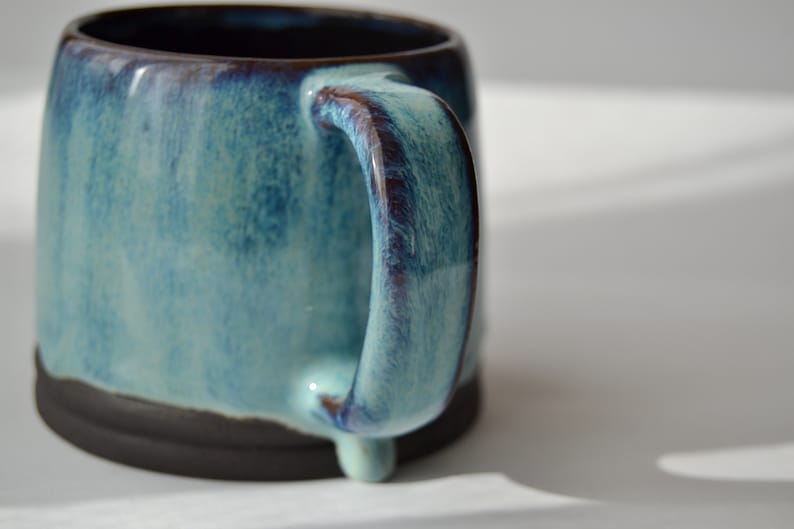 Blue ceramic mug handmade pottery gift for her mug denim blue for coffee lover gift mug with handle gift for him mug for tea or coffee image 8