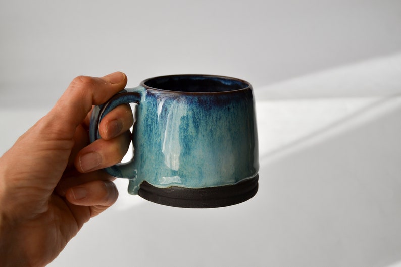 Blue ceramic mug handmade pottery gift for her mug denim blue for coffee lover gift mug with handle gift for him mug for tea or coffee image 4