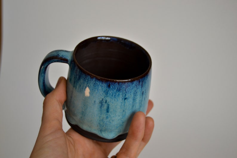 Blue ceramic mug handmade pottery gift for her mug denim blue for coffee lover gift mug with handle gift for him mug for tea or coffee image 7