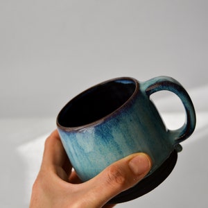 Blue ceramic mug handmade pottery gift for her mug denim blue for coffee lover gift mug with handle gift for him mug for tea or coffee image 2